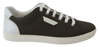Dolce &amp; Gabbana Witte Groene Leren Lage Sneakers
