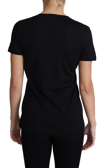 Dolce &amp; Gabbana Zwart Wollen T-shirt met Ronde Hals en Korte Mouwen