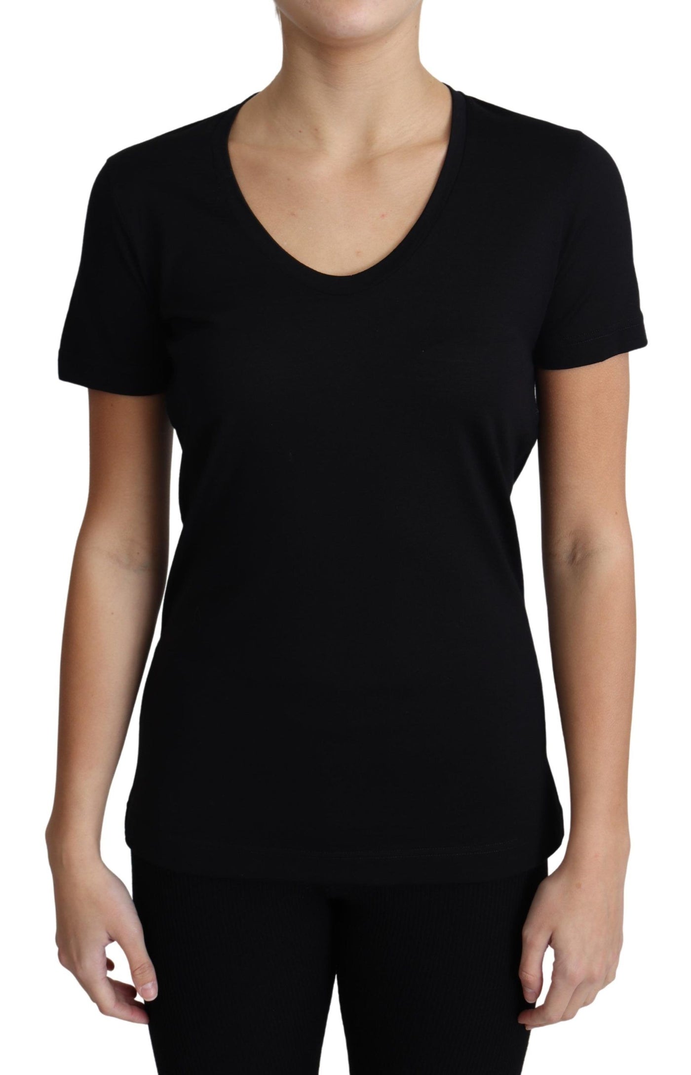 Dolce &amp; Gabbana Zwart Wollen T-shirt met Ronde Hals en Korte Mouwen