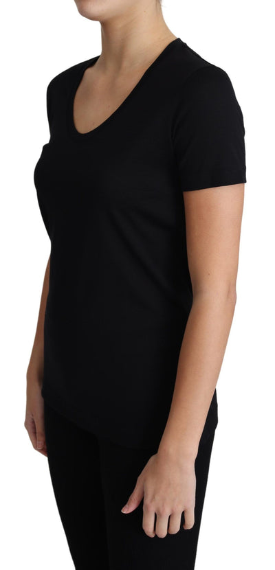 Dolce &amp; Gabbana Zwart Wollen T-shirt met Ronde Hals en Korte Mouwen