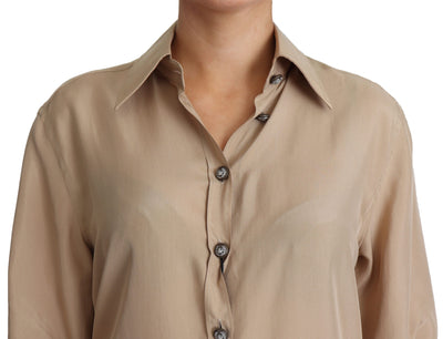 Dolce & Gabbana Beige Silk Shirt Decorative Buttons Top