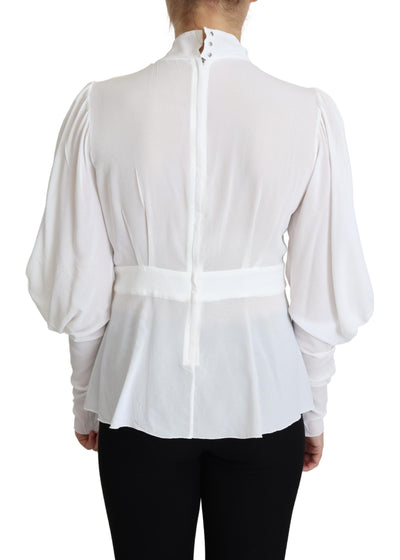 Chemisier blanc Dolce &amp; Gabbana à col Ascot et manches lanternes
