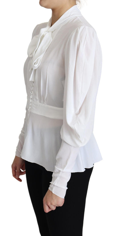 Chemisier blanc Dolce &amp; Gabbana à col Ascot et manches lanternes