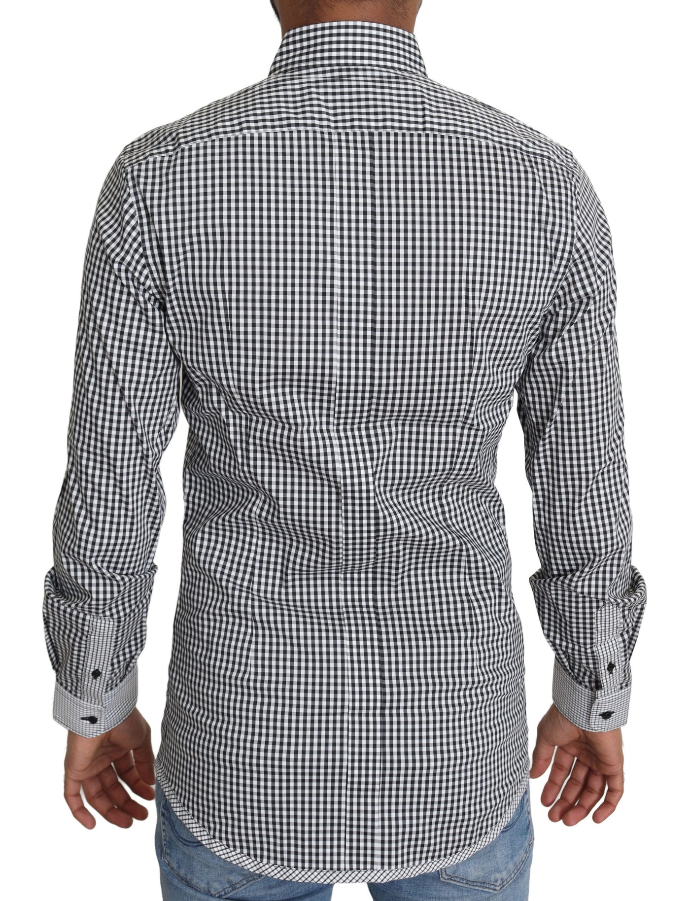 Dolce &amp; Gabbana Zwart Wit Geruit Casual Overhemd