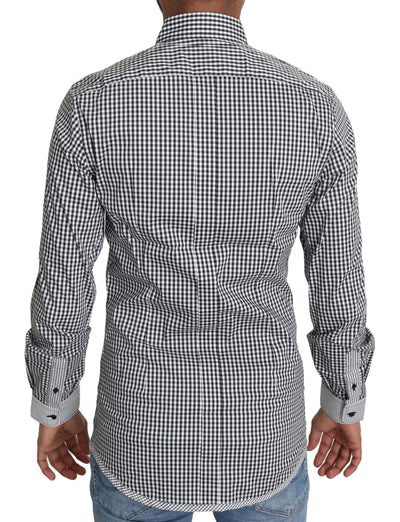 Dolce &amp; Gabbana Zwart Wit Geruit Casual Overhemd