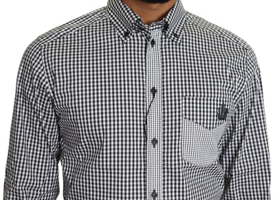 Dolce &amp; Gabbana Zwart Wit Geruit Casual Overhemd