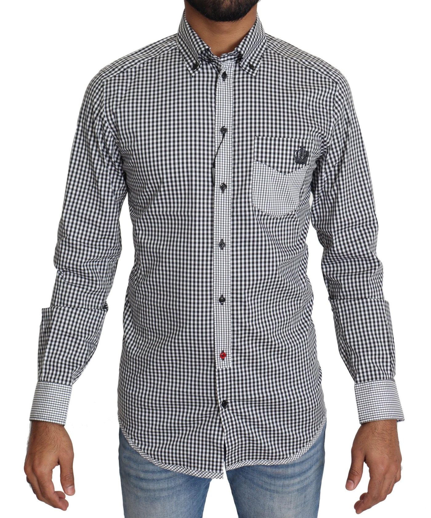 Dolce &amp; Gabbana Zwart Wit Geruit Casual Overhemd