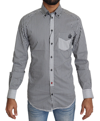 Dolce &amp; Gabbana Zwart Wit Geruit Casual Overhemd