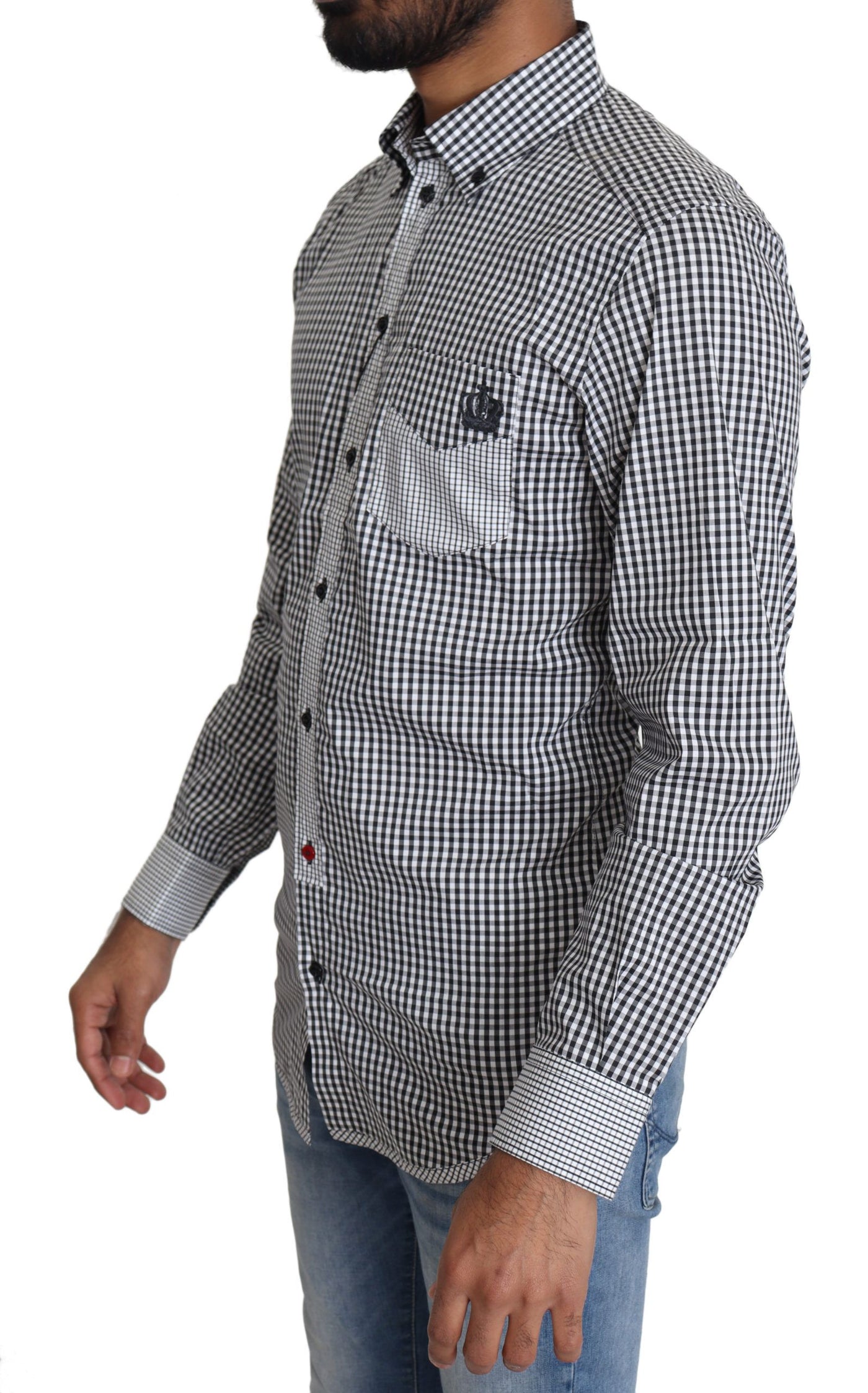 Dolce &amp; Gabbana Zwart Wit Geruit Casual Overhemd