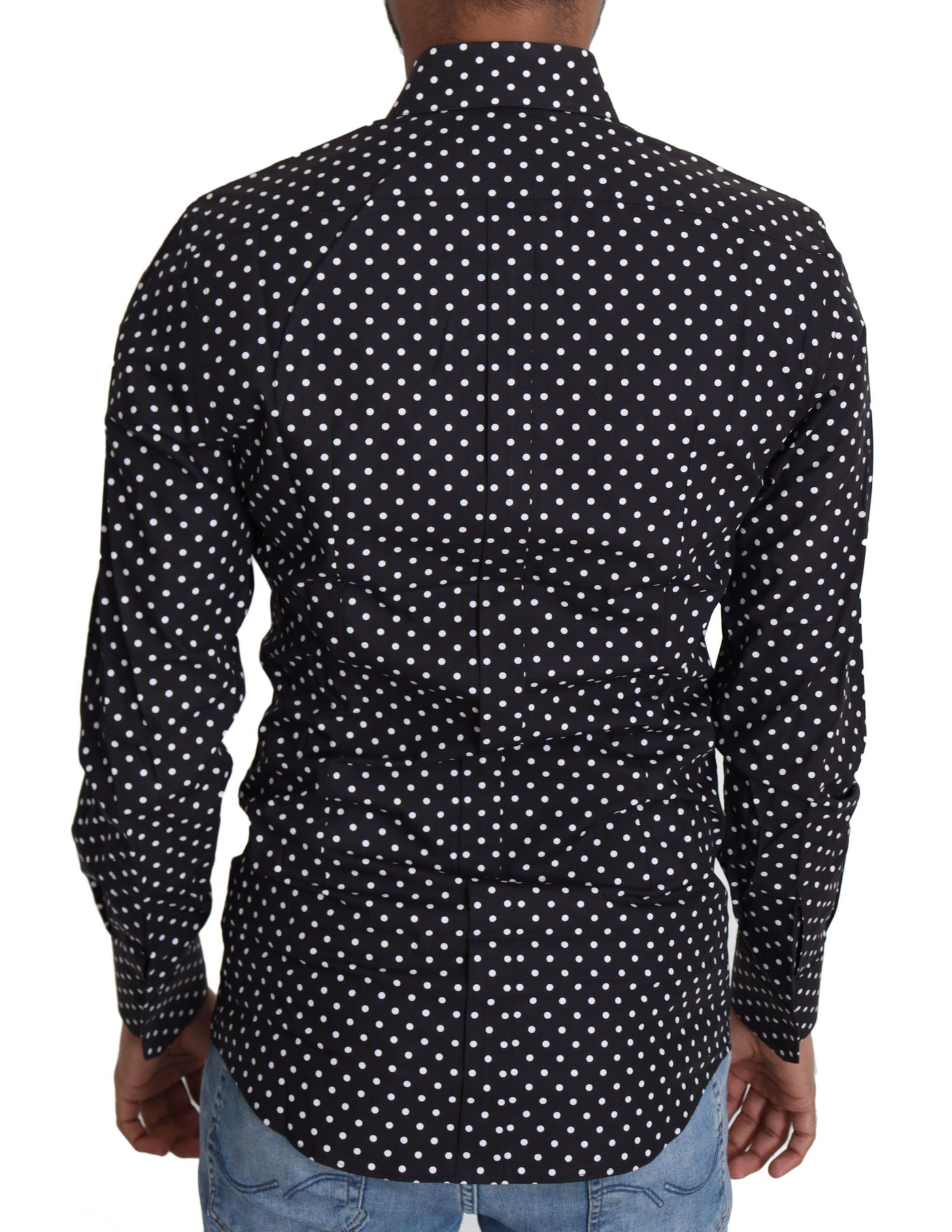 Dolce &amp; Gabbana Zwart Wit Polka Dots Casual Shirt
