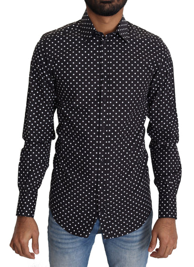 Dolce &amp; Gabbana Zwart Wit Polka Dots Casual Shirt