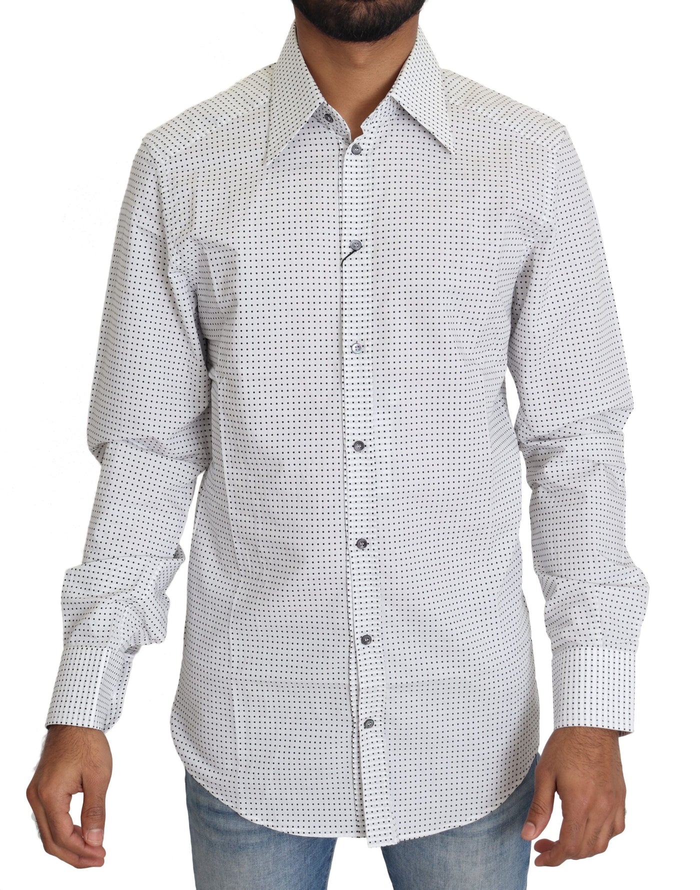 Dolce &amp; Gabbana Zwart Wit Polka Dots Overhemd