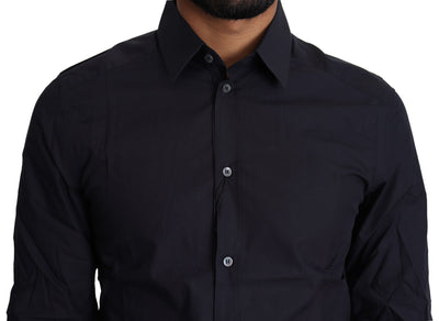 Dolce &amp; Gabbana marineblauw katoenen formeel overhemd