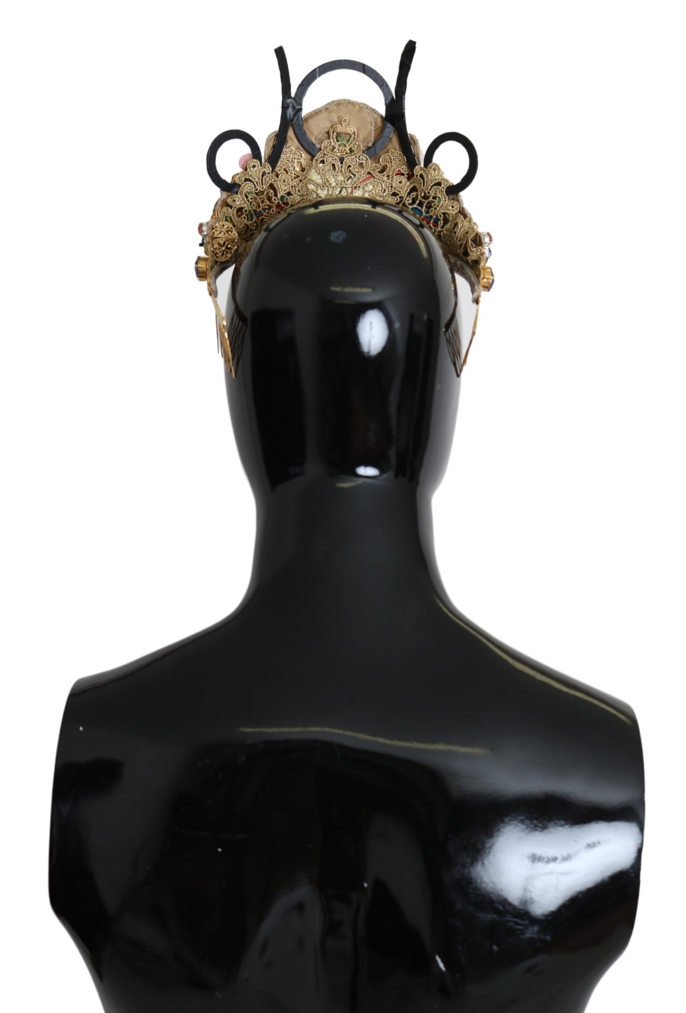 Dolce &amp; Gabbana Gouden Messing Bloemen Kristallen LED-verlichting Kroon Tiara Diadeem