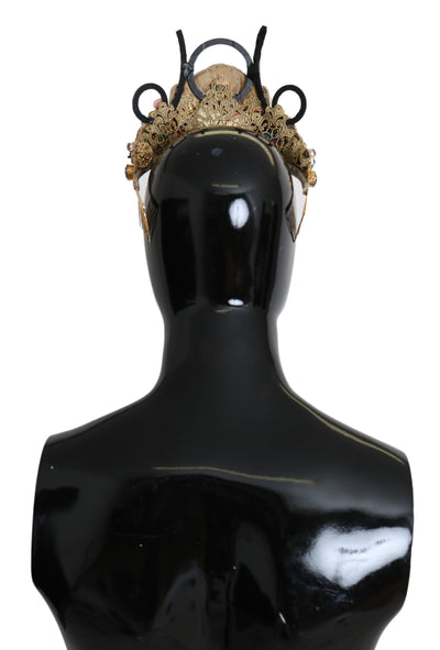 Dolce &amp; Gabbana Gouden Messing Bloemen Kristallen LED-verlichting Kroon Tiara Diadeem