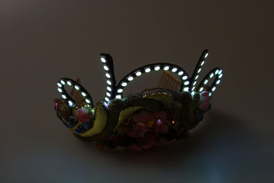 Dolce &amp; Gabbana Gouden Messing Bloemen Kristallen LED-verlichting Kroon Tiara Diadeem