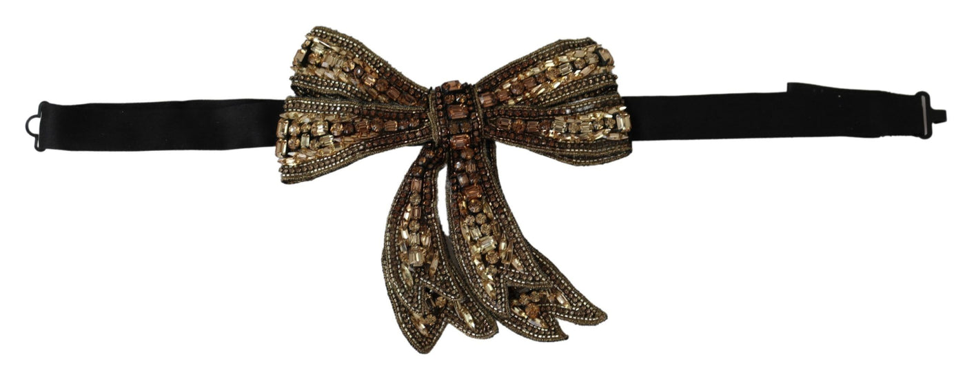 Dolce &amp; Gabbana Goudkleurige Zijden Strik met Strass Versierd met Dames