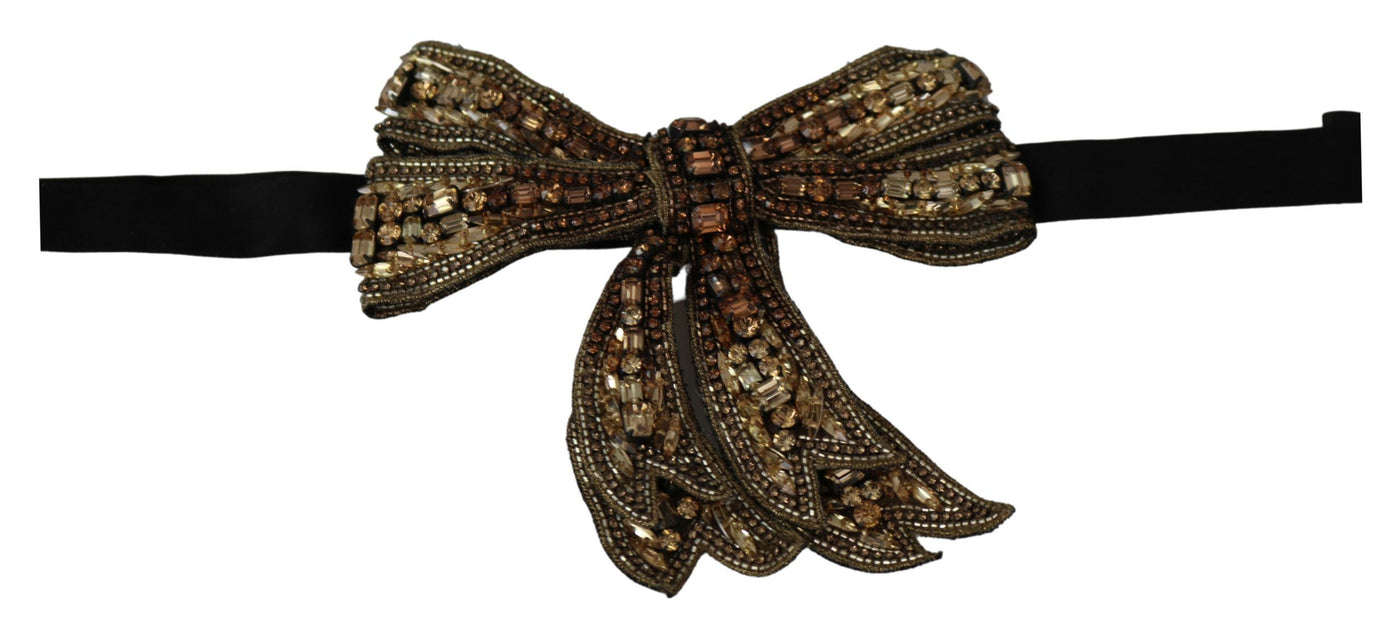 Dolce &amp; Gabbana Goudkleurige Zijden Strik met Strass Versierd met Dames