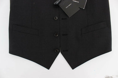 Dolce & Gabbana Gray Wool Stretch Dress Blazer Vest