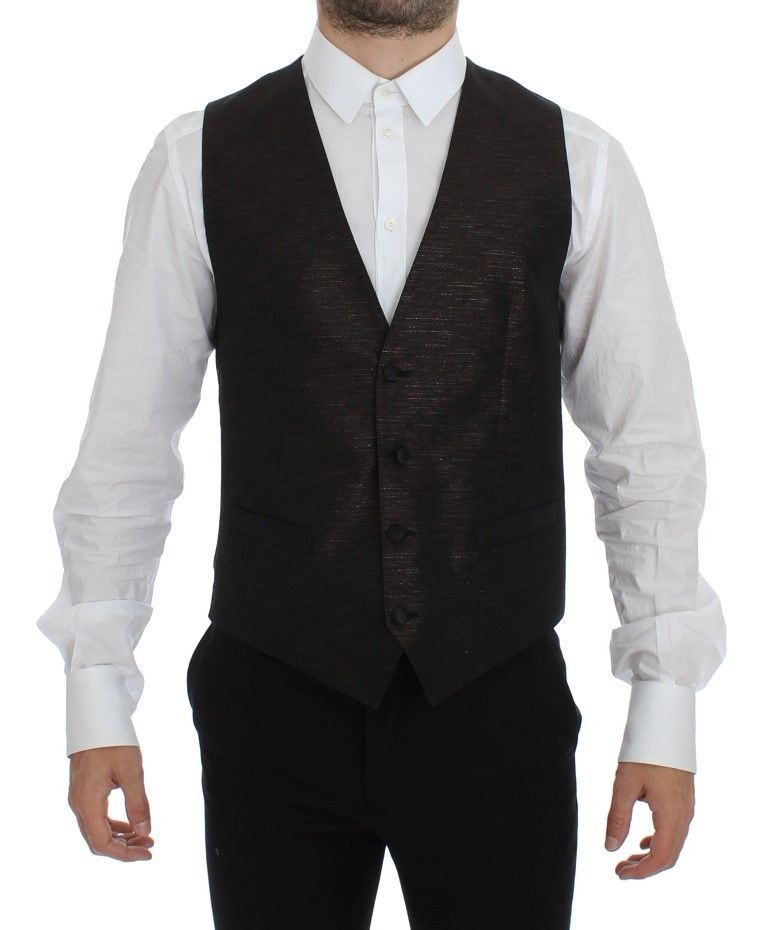 Dolce &amp; Gabbana Zwarte Wollen Logo Jurk Gilet Vest