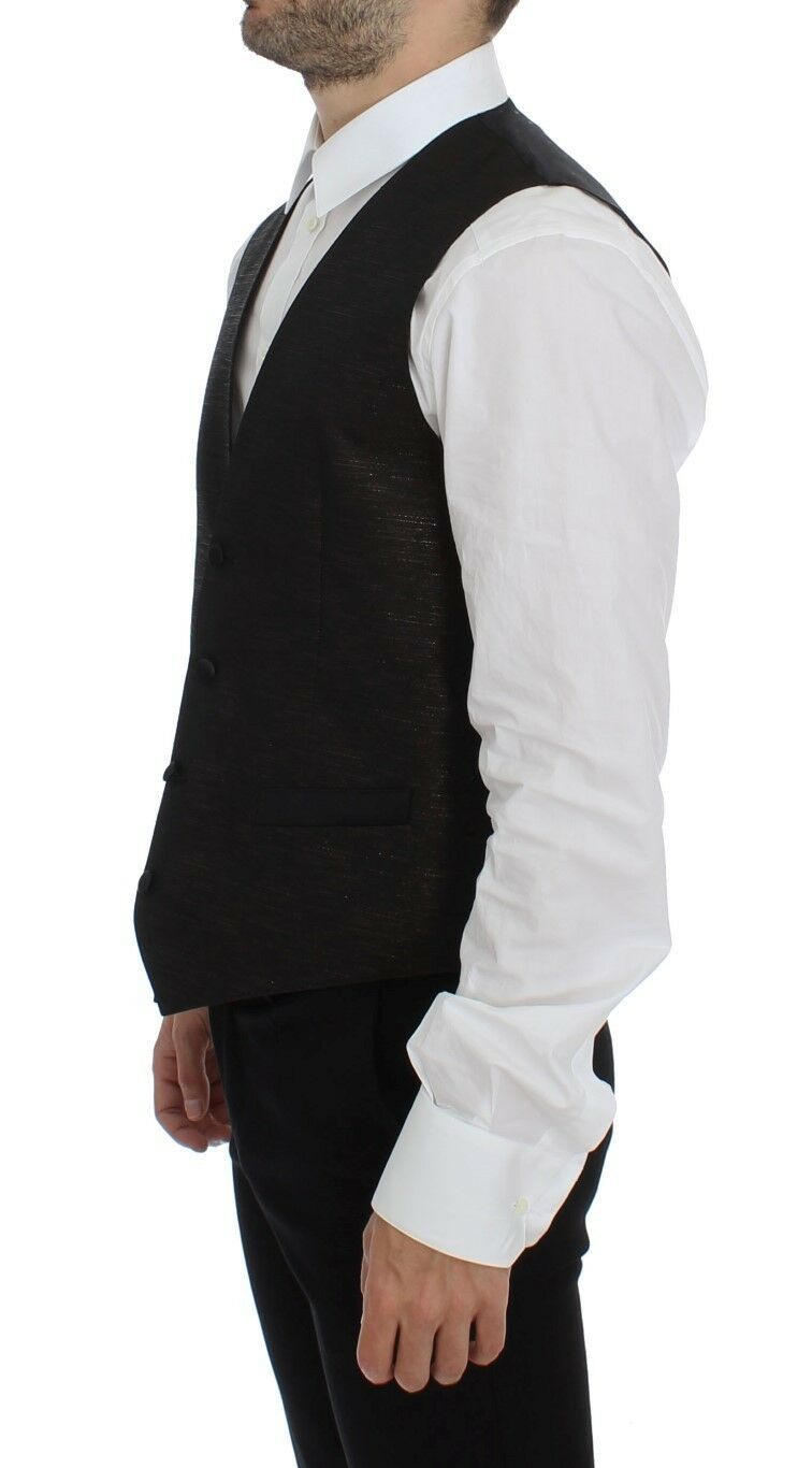 Dolce &amp; Gabbana Zwarte Wollen Logo Jurk Gilet Vest