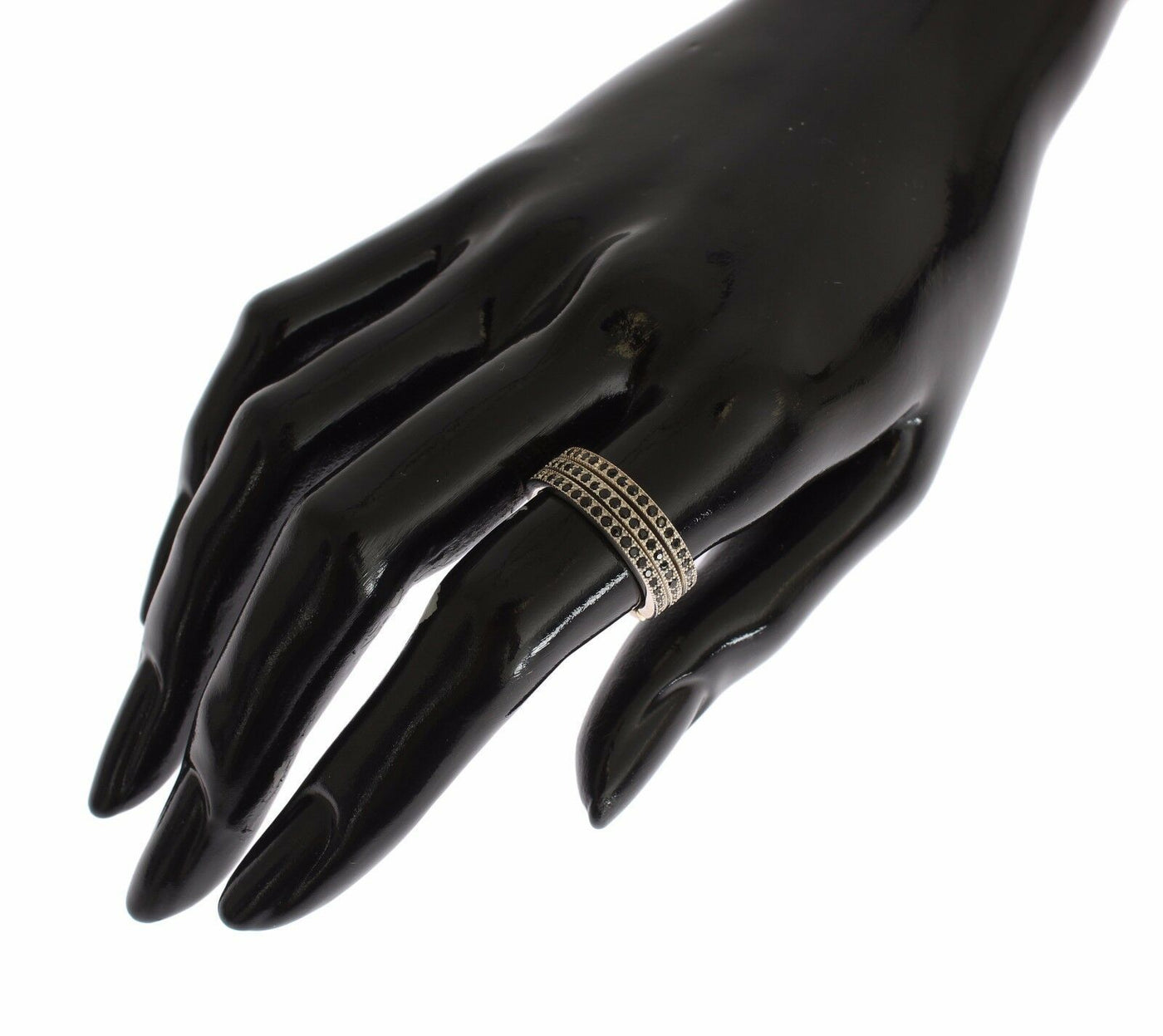 Nialaya zwarte CZ 925 sterling zilveren damesring
