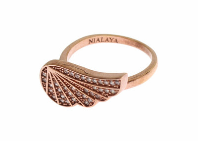 Nialaya roze gouden 925 zilveren damesring met heldere zirkonia