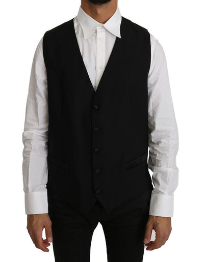 Dolce &amp; Gabbana zwart effen wollen zijden vest
