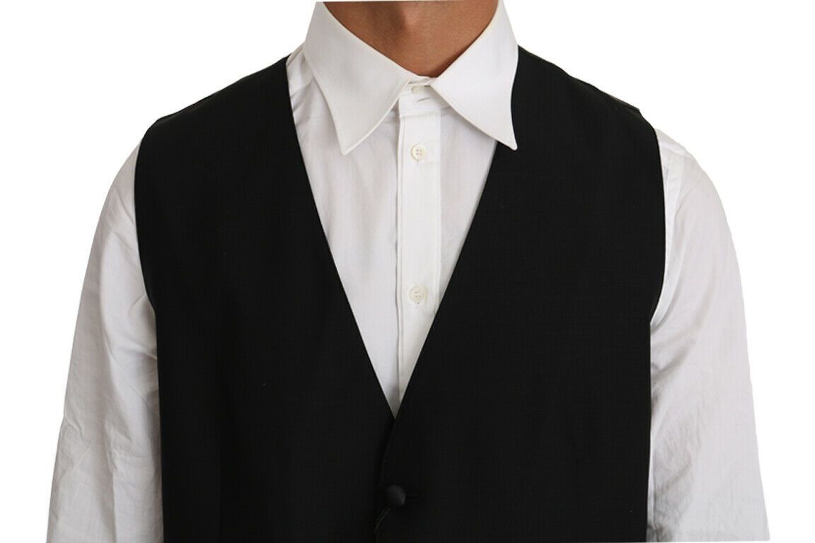 Dolce &amp; Gabbana zwart effen wollen zijden vest