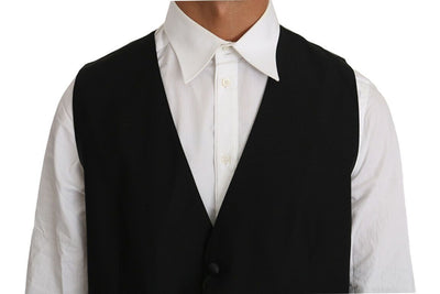 Dolce &amp; Gabbana zwart effen wollen zijden vest