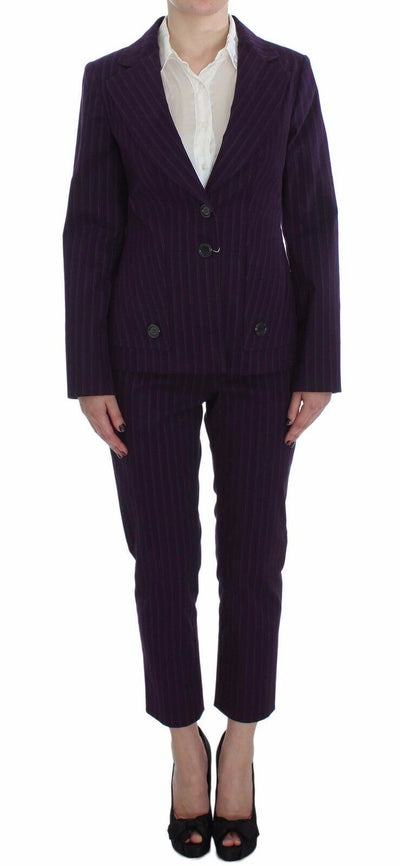 BENCIVENGA Costume blazer et pantalon extensible à rayures violettes