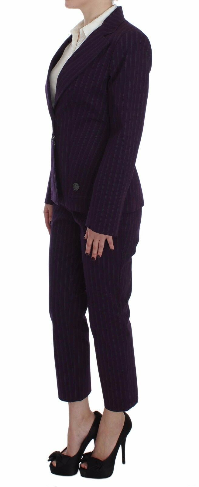 BENCIVENGA Costume blazer et pantalon extensible à rayures violettes