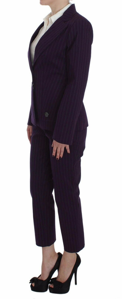 BENCIVENGA Costume blazer et pantalon extensible à rayures violettes