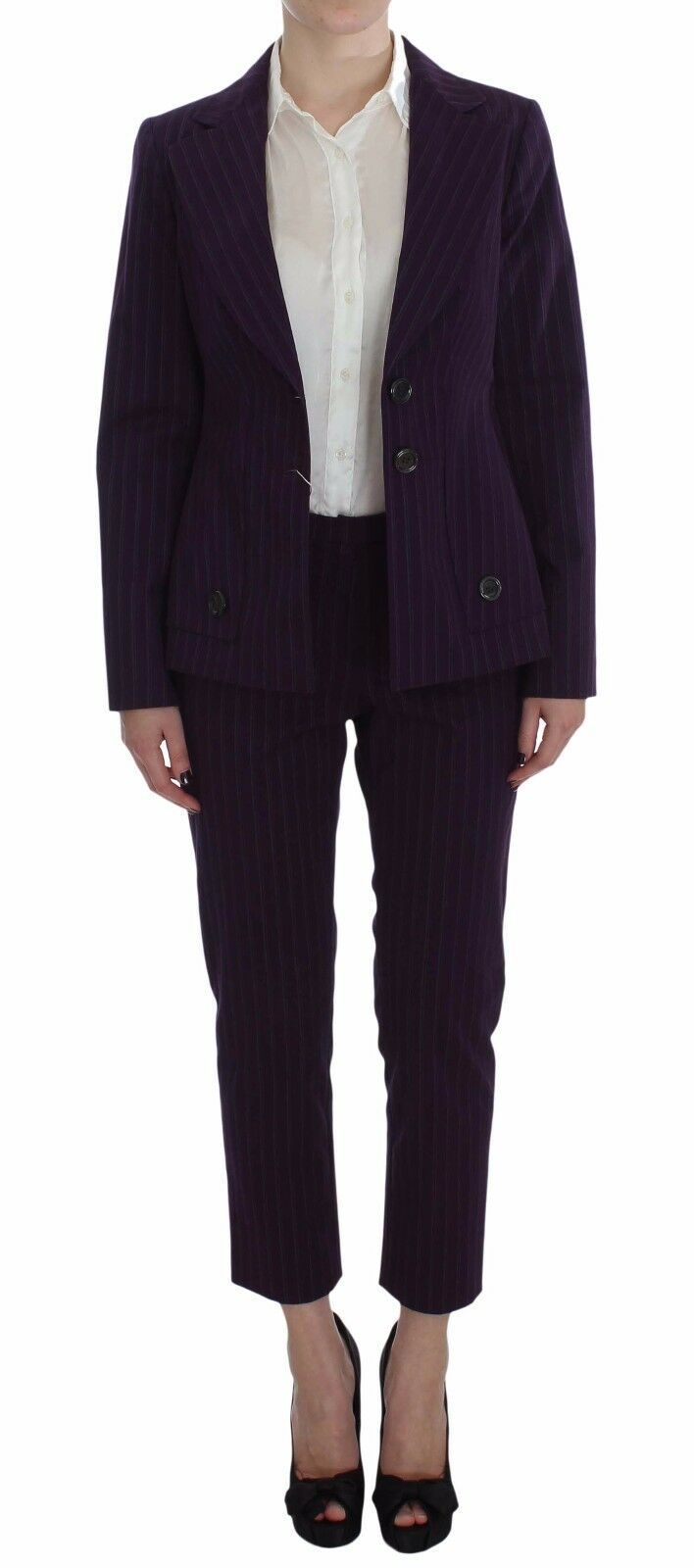 BENCIVENGA Costume blazer et pantalon extensible à rayures violettes