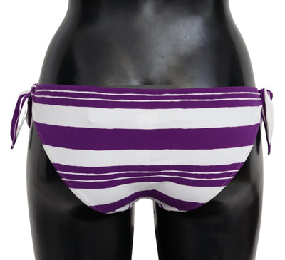 Dolce &amp; Gabbana Paars Wit Gestreepte Strandkleding Bikinibroekje
