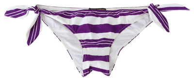 Dolce &amp; Gabbana Paars Wit Gestreepte Strandkleding Bikinibroekje