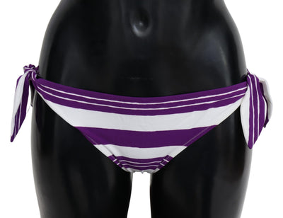 Dolce &amp; Gabbana Paars Wit Gestreepte Strandkleding Bikinibroekje