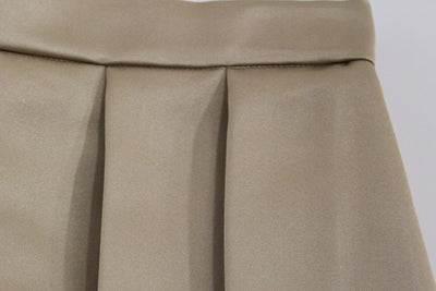 Andrea Incontri Brown Silk Solid Mini Pleated Skirt