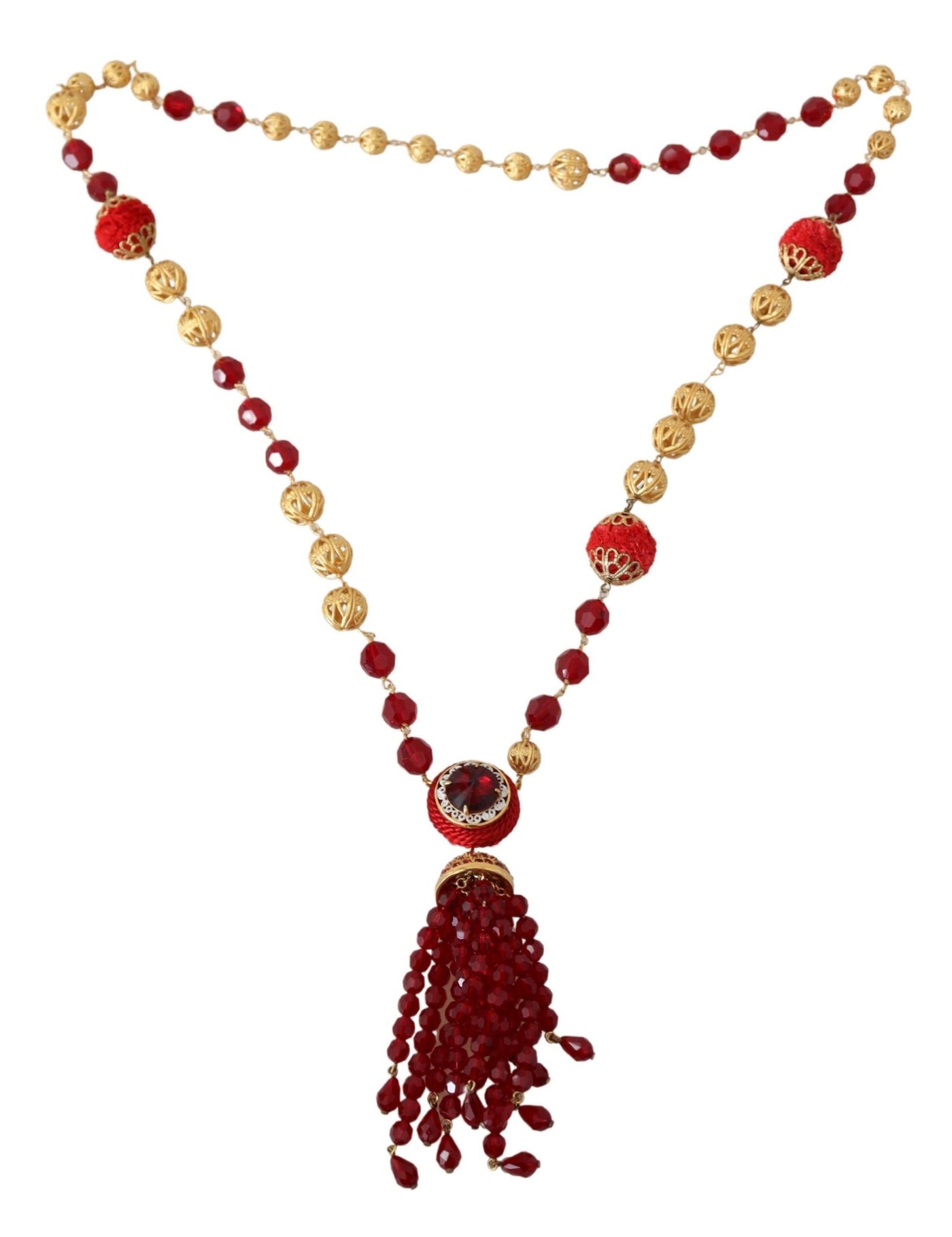 Dolce &amp; Gabbana Opera ketting met hanger van messing en rode kristallen in goudkleur