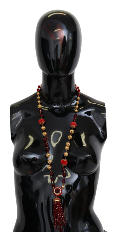 Dolce &amp; Gabbana Opera ketting met hanger van messing en rode kristallen in goudkleur