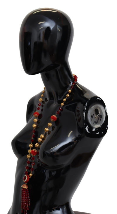 Dolce &amp; Gabbana Opera ketting met hanger van messing en rode kristallen in goudkleur