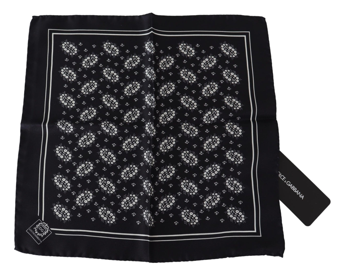 Foulard carré en soie à motifs noirs Dolce &amp; Gabbana
