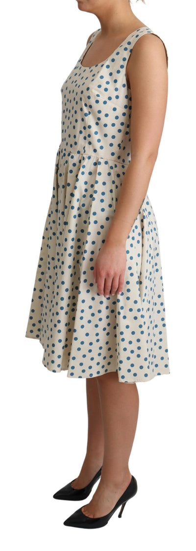 Robe trapèze en coton beige à pois Dolce &amp; Gabbana