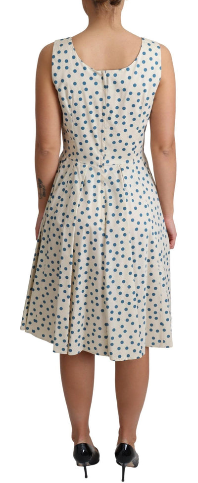 Robe trapèze en coton beige à pois Dolce &amp; Gabbana