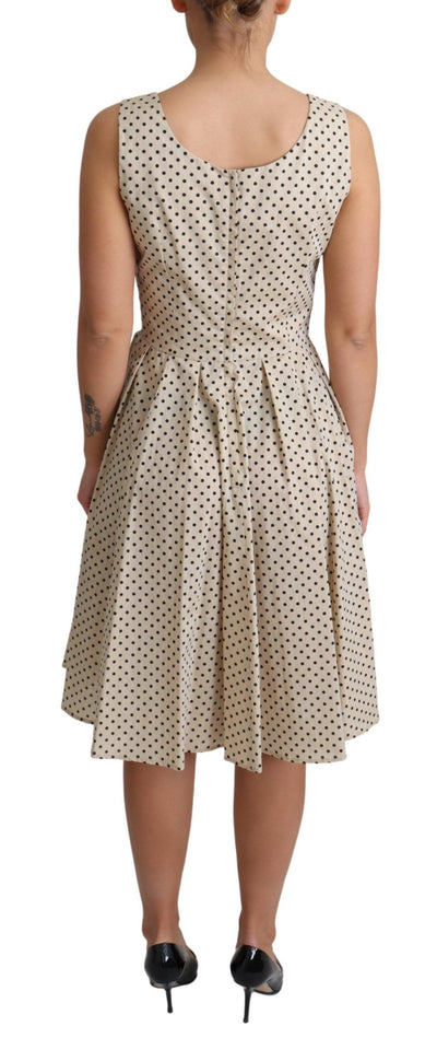 Robe trapèze en coton beige à pois Dolce &amp; Gabbana