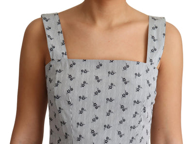 Robe trapèze en coton à fleurs bleu et blanc Dolce &amp; Gabbana