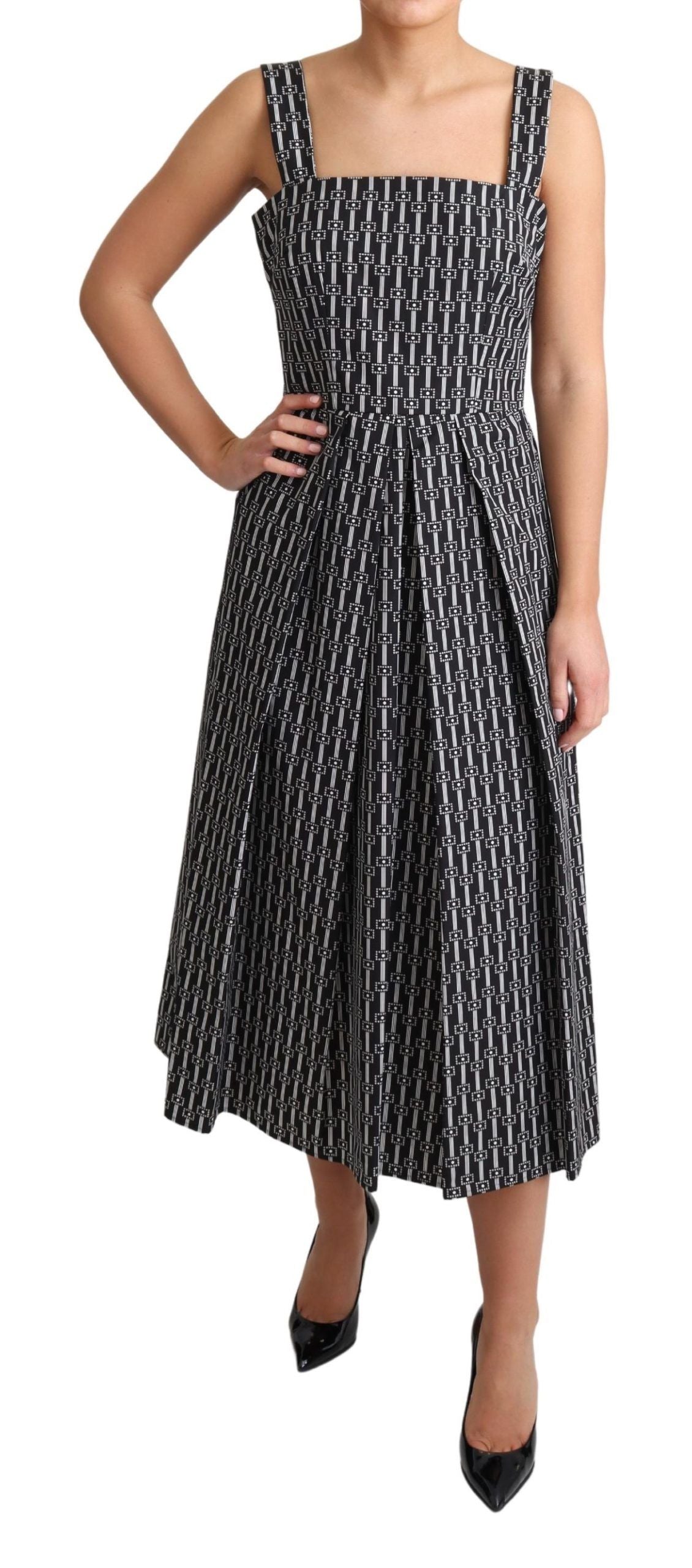 Robe trapèze en coton à motifs noirs et blancs Dolce &amp; Gabbana