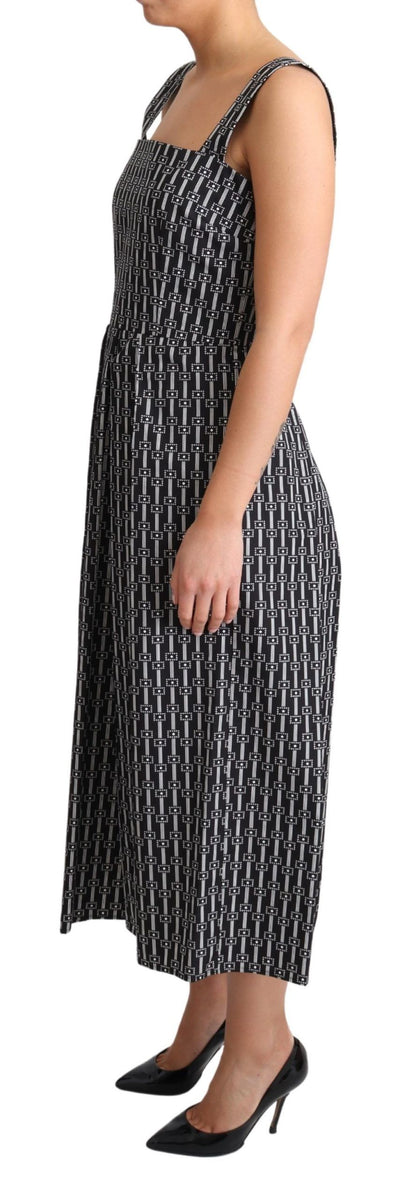 Robe trapèze en coton à motifs noirs et blancs Dolce &amp; Gabbana