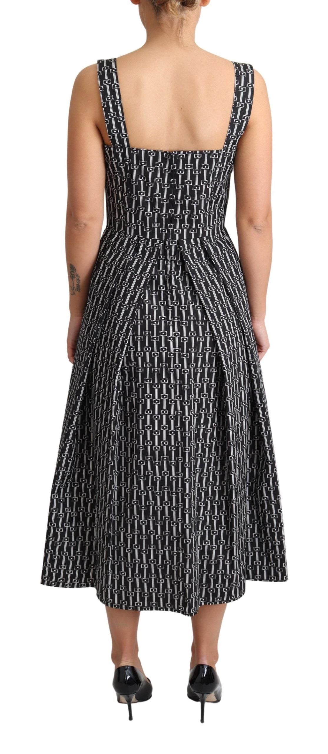 Robe trapèze en coton à motifs noirs et blancs Dolce &amp; Gabbana