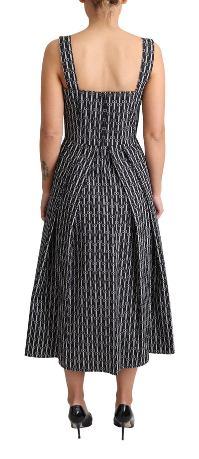 Robe trapèze en coton à motifs noirs et blancs Dolce &amp; Gabbana